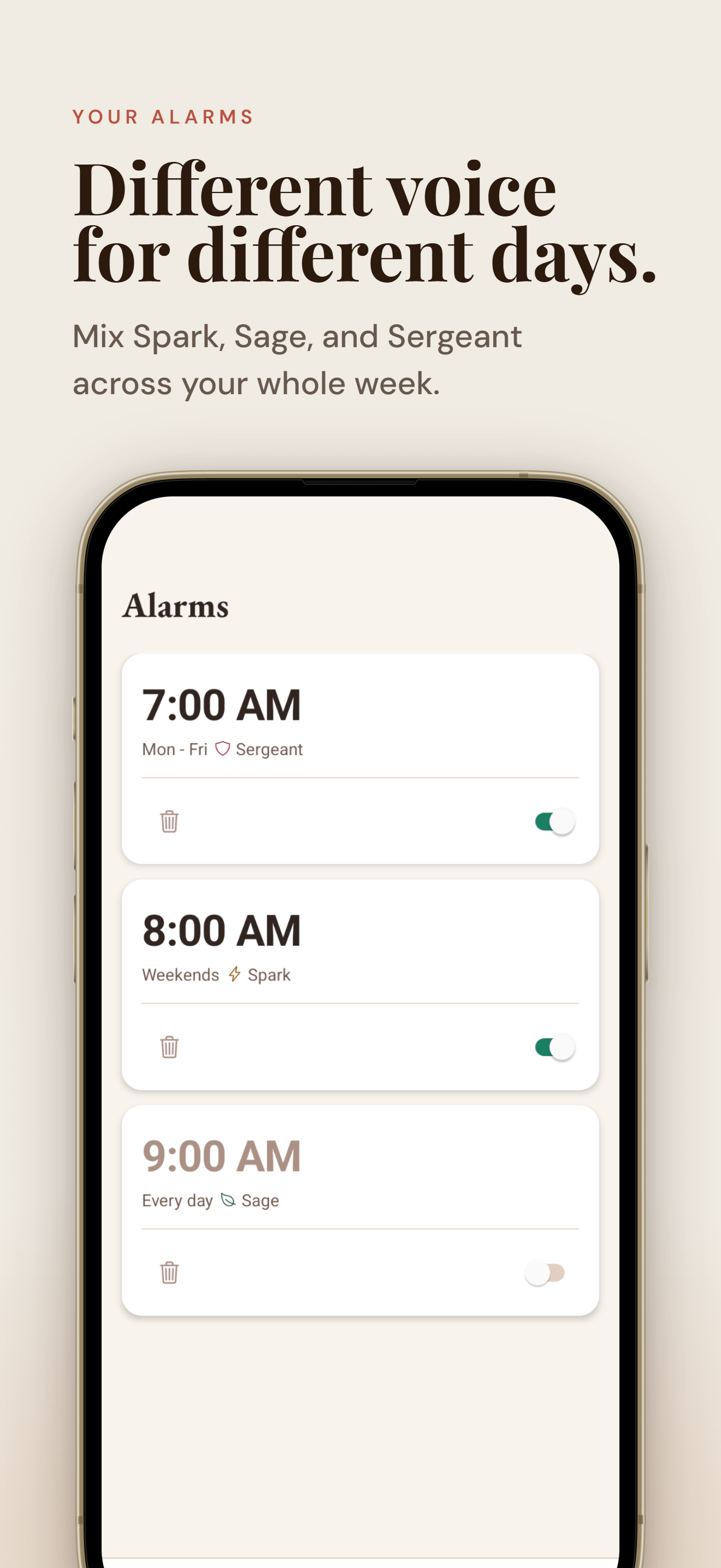 Saved alarms
