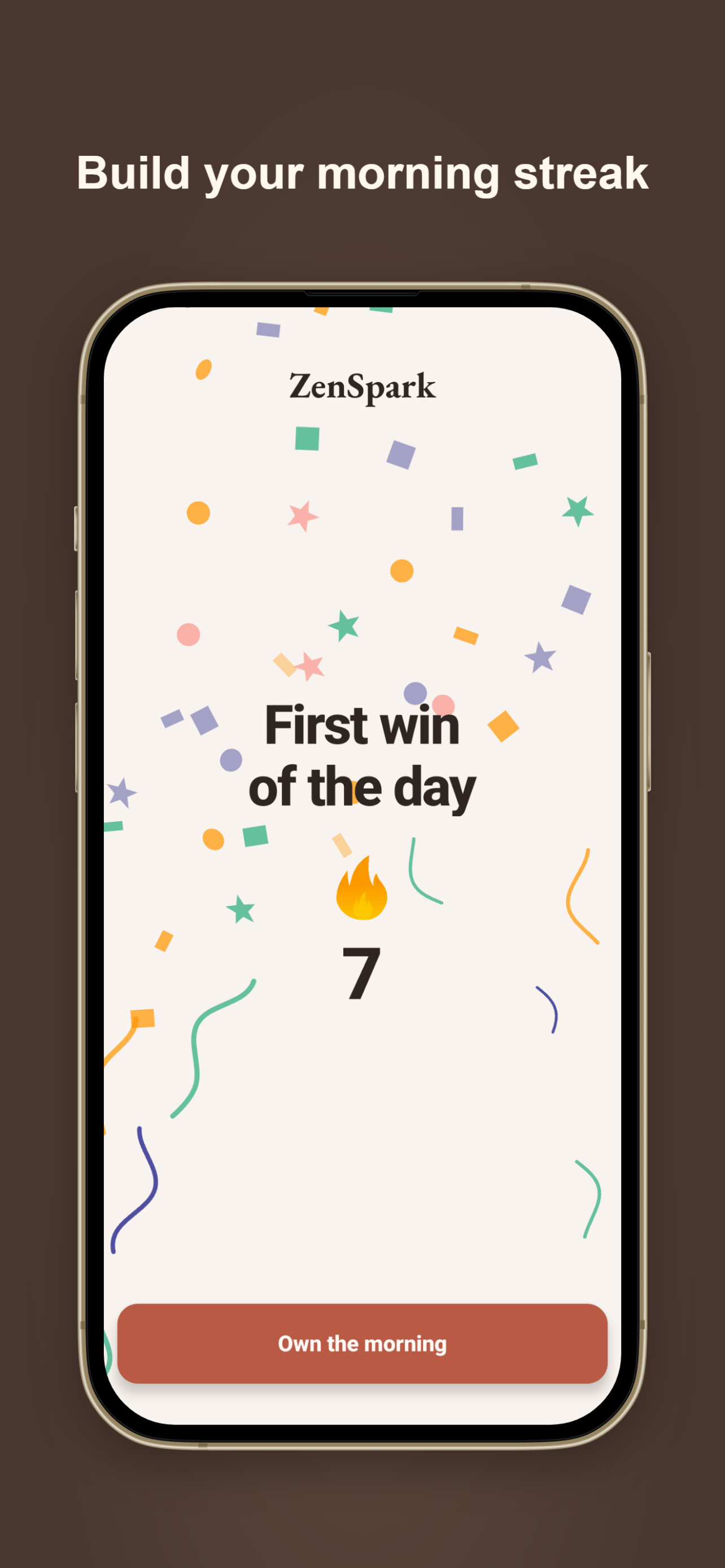ZenSpark morning streak celebration
