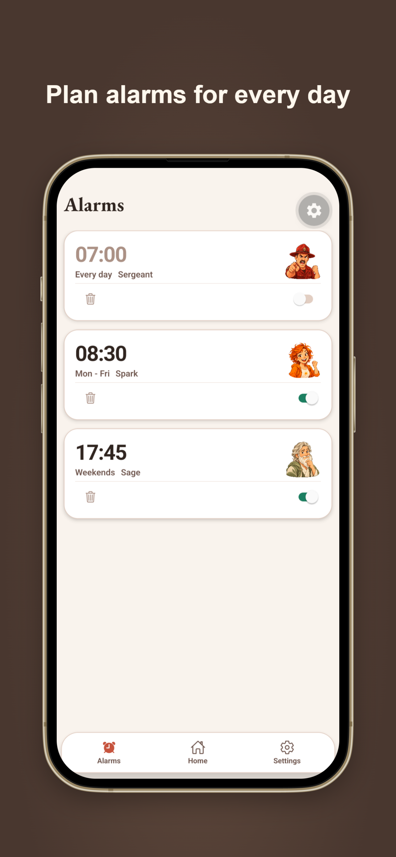 ZenSpark daily alarm schedule